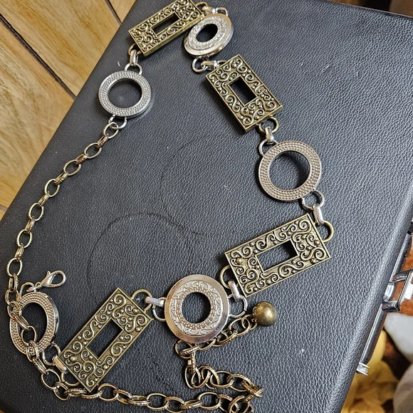 Y2k Waist Chain Mixed Metal Belt Fits 25"-40" (Clothes Not Included) - Picture 2 of 4